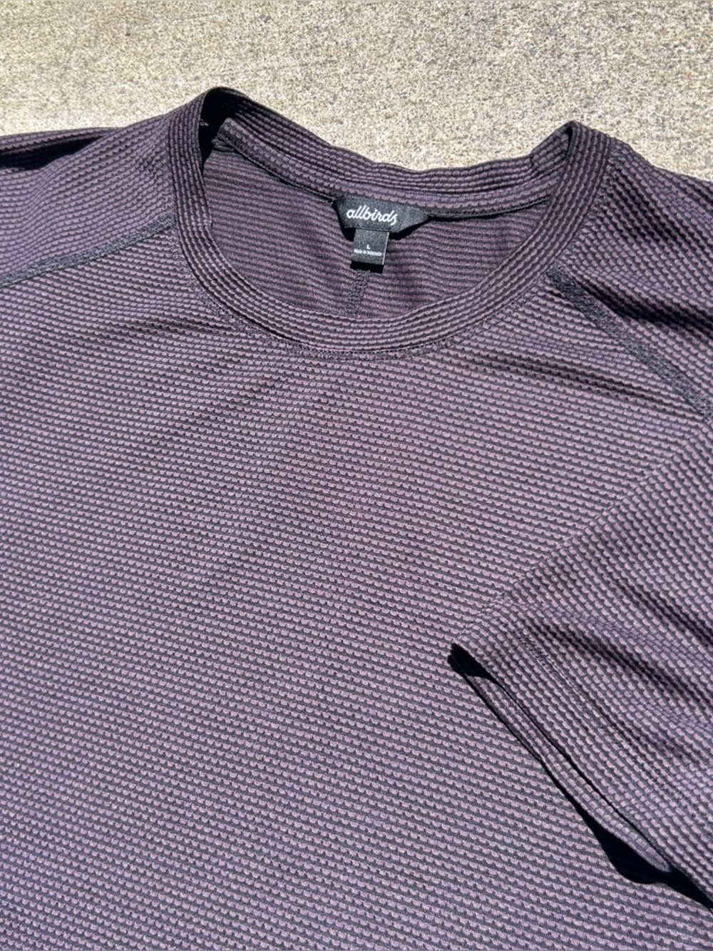 Allbirds Natural Run Purple Shirt Men's L Performance Merino Wool Pocket Outdoor
